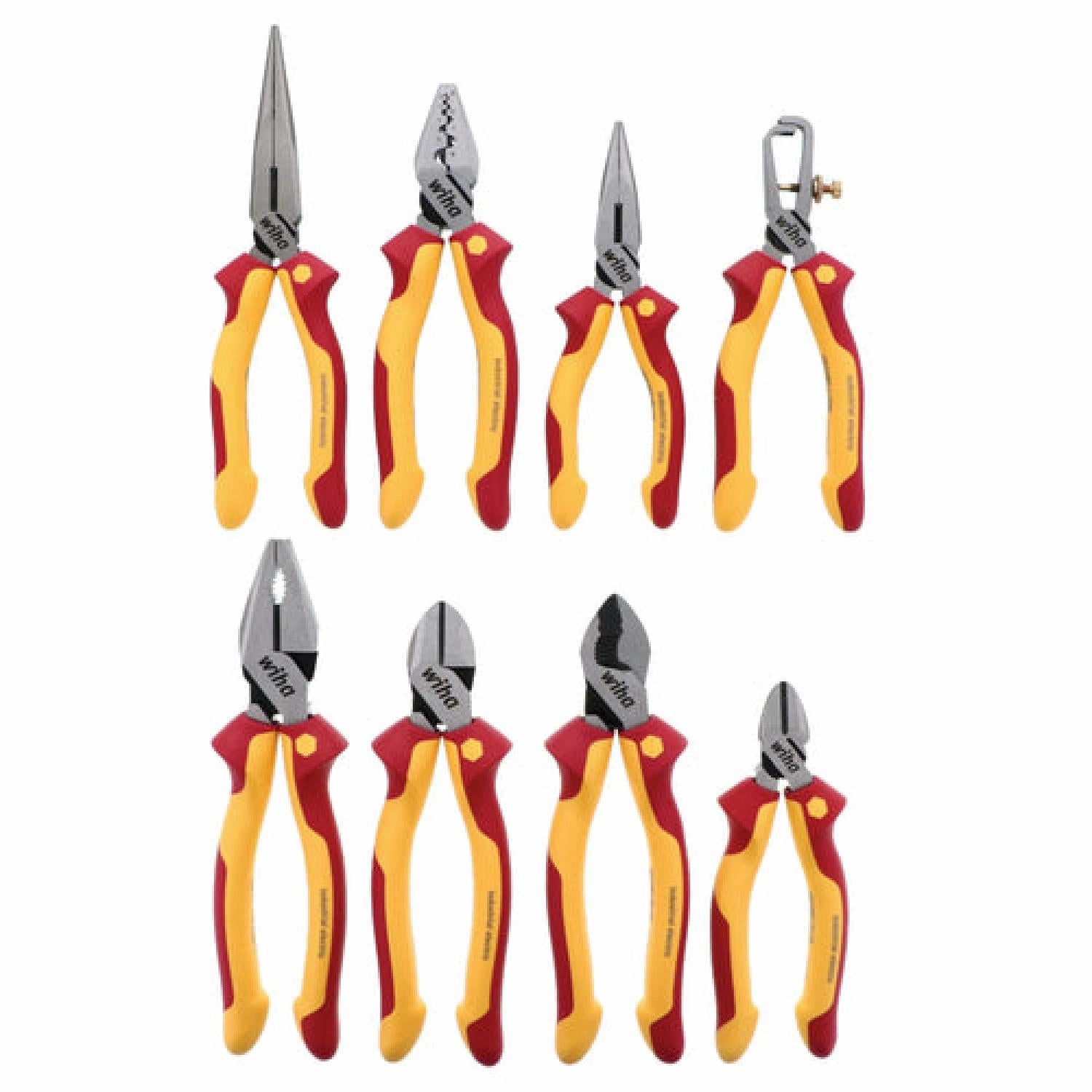 Wiha Tools 32987 8 Piece Insulated Industrial Pliers Cutters Set with Canvas Pouch