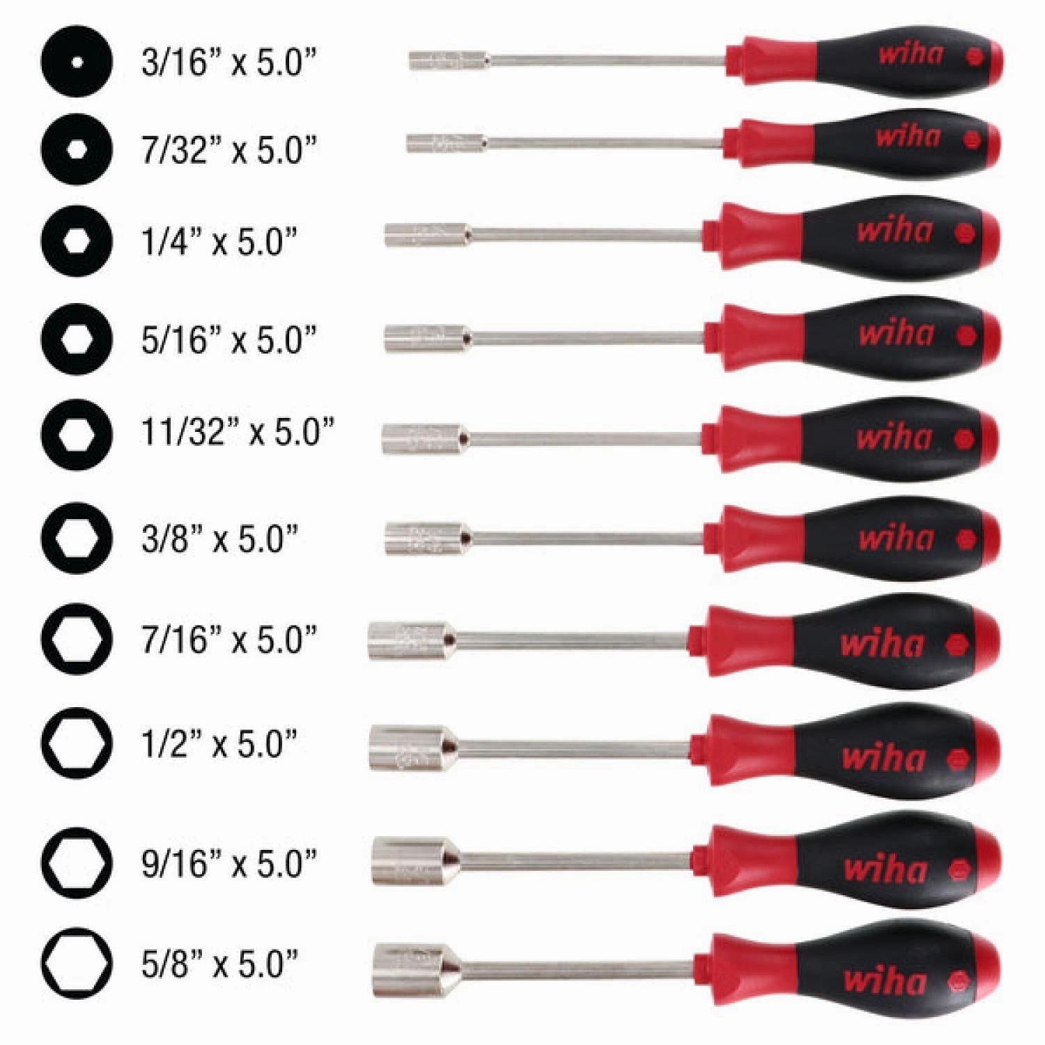 Wiha Tools 34195 10 Piece SoftFinish Nut Driver Set - Inch