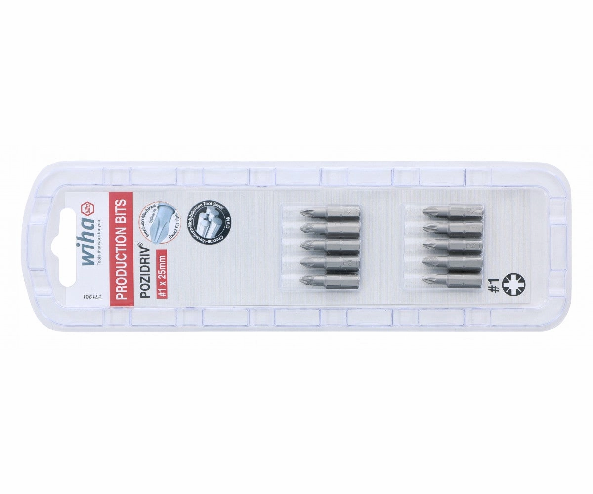 Wiha Tools 71201 1 x 25mm PoziDriv Insert Bit, 10 Pack