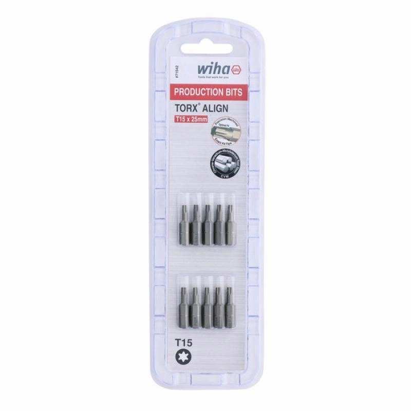 Wiha Tools 71542 T15 x 38mm TORX Align Insert Bit, 10 Pack