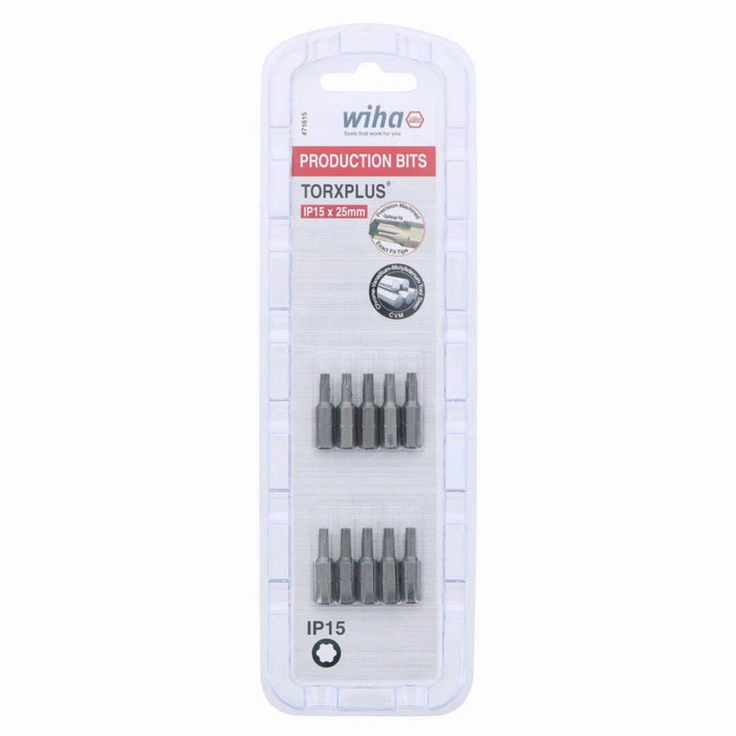 Wiha Tools 71615 TORX Plus Insert Bit, IP15 x 25mm, 10 Pieces