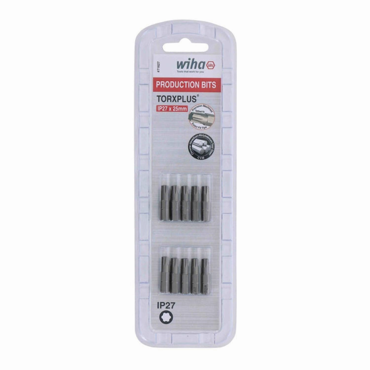 Wiha Tools 71627 IP27 x 25mm TORX Plus Insert Bit, 10 Pack