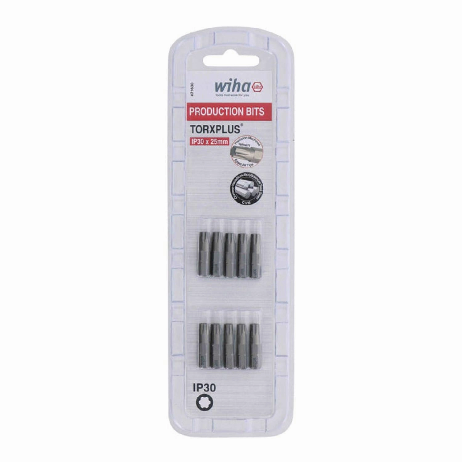 Wiha Tools 71630 IP30 x 25mm TORX Plus Insert Bit, 10 Pack