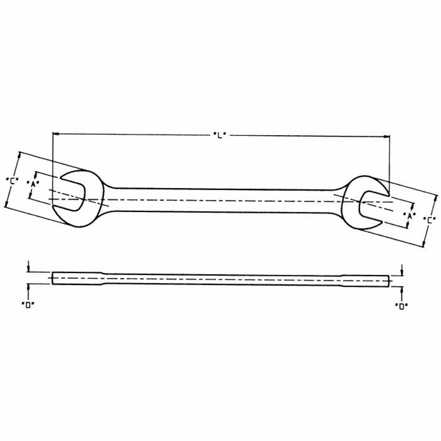 Wright Tool 1328 Open End Wrench Full Polish - 3/4" x 7/8"